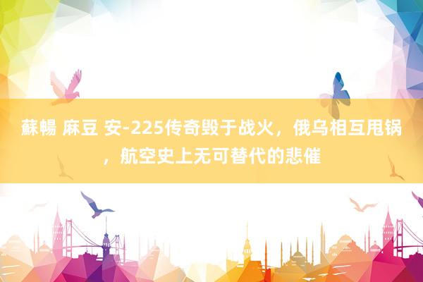 蘇暢 麻豆 安-225传奇毁于战火，俄乌相互甩锅，航空史上无可替代的悲催