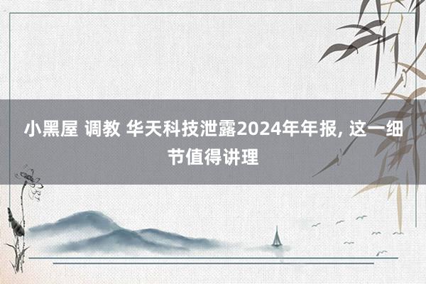 小黑屋 调教 华天科技泄露2024年年报， 这一细节值得讲理
